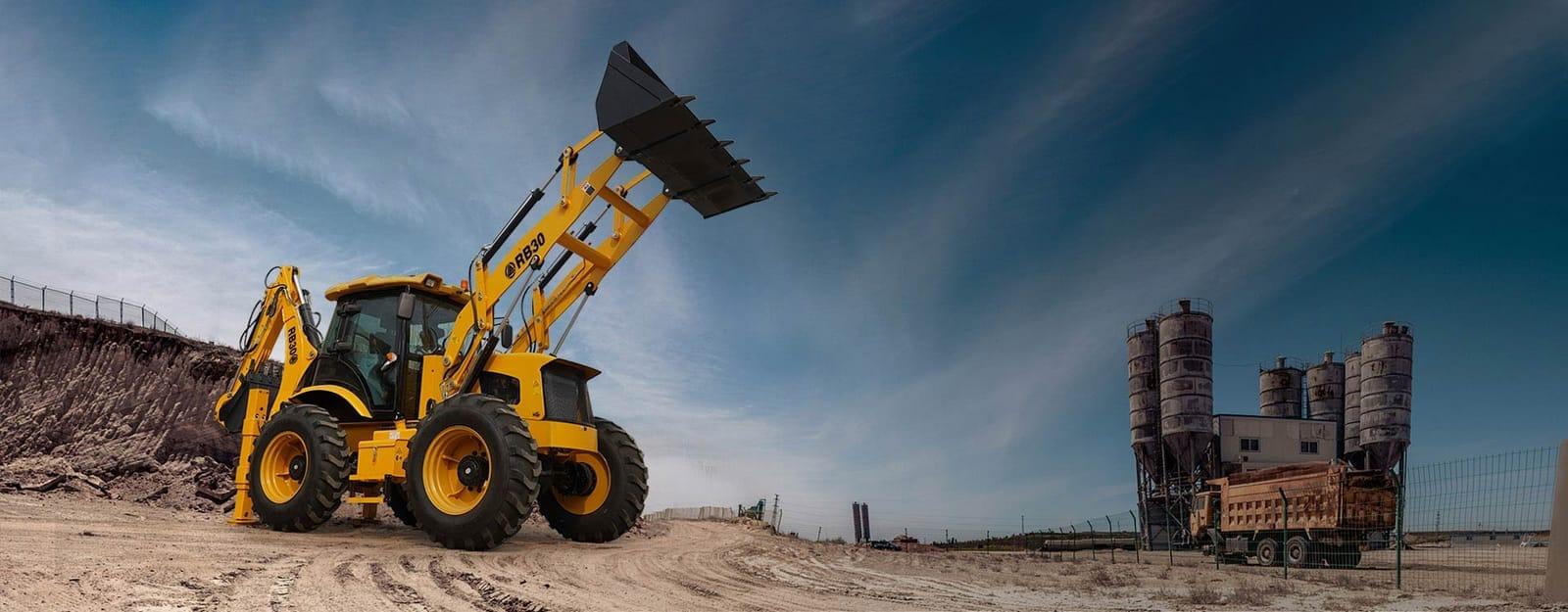 Backhoe loader on site