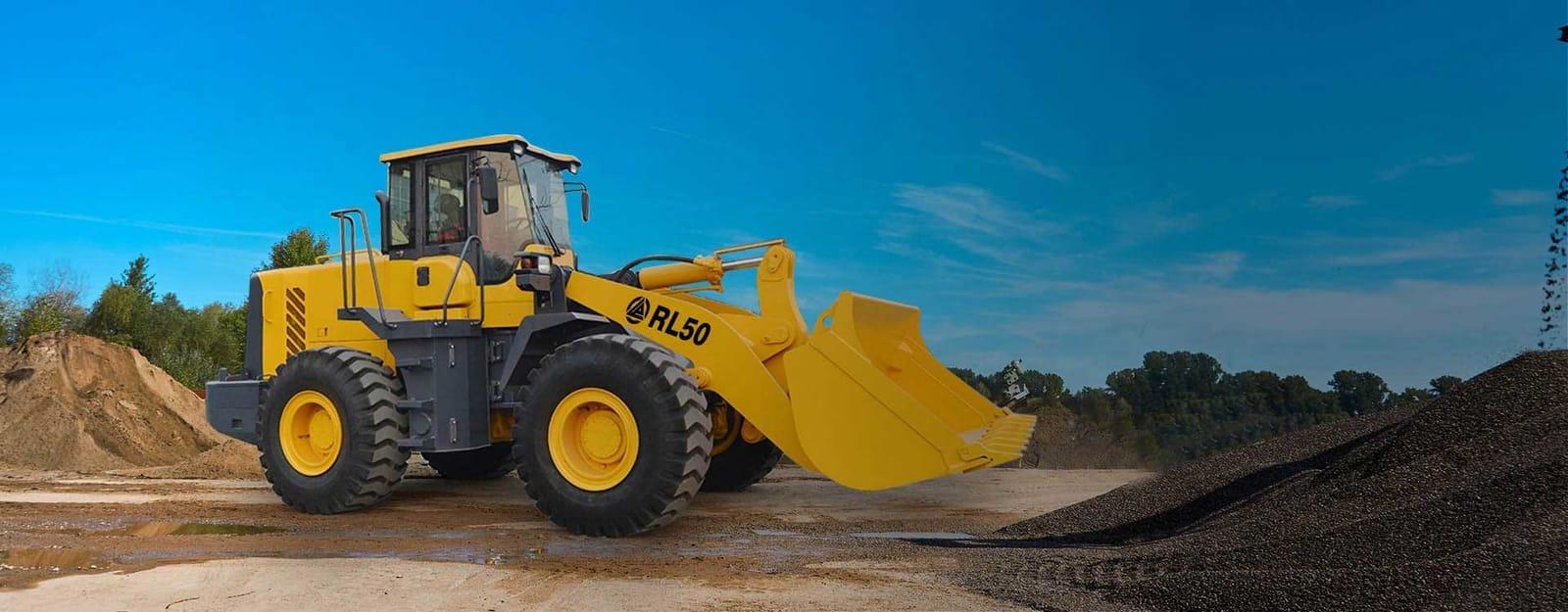 Wheel loader moving material
